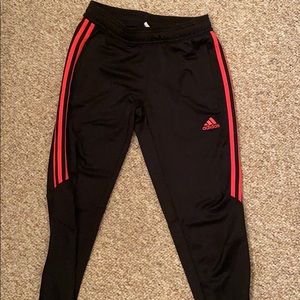 Addidas red striped joggers